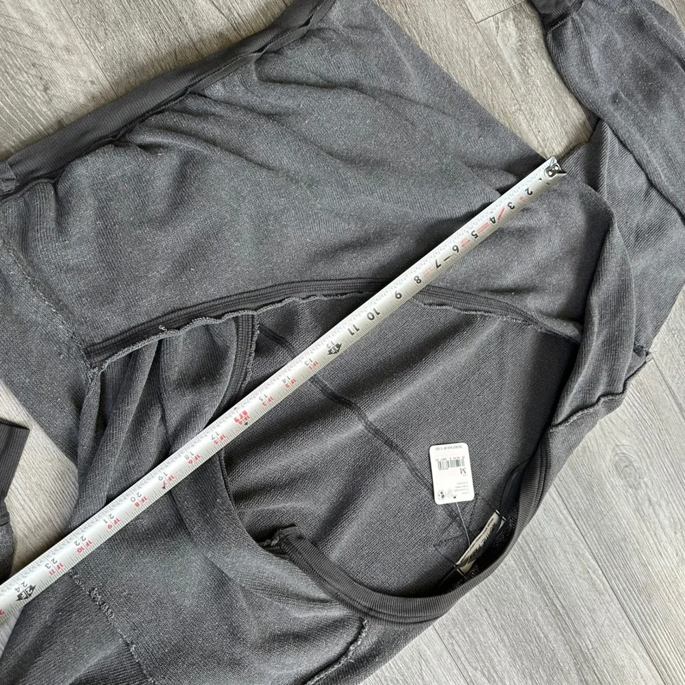 NWT We The Free Free People Anyway surplice top Gray criss cross Sweatshirt M